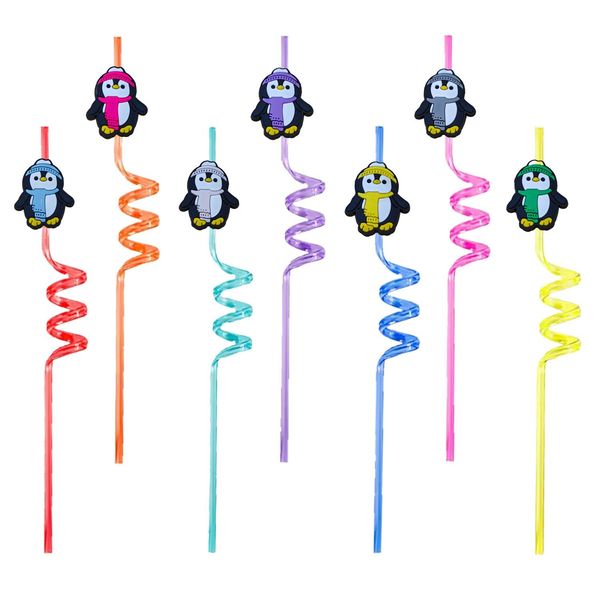 Andere Einweg -Plastikprodukte Penguin Themen Crazy Cartoon Sts trinken für Kinder Pool Birthday Party Sea Favours Goodie Geschenke Suppl OT7TS