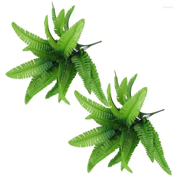 Fiori decorativi Ferns artificiali 2 pcs piante realistiche ornamenti giardino verde estate con trame di fogliame dettagliate