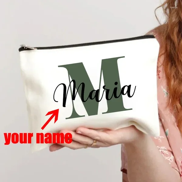 Aufbewahrungstaschen benutzerdefinierte Name Make -up -Tasche Personalisierte Brautjungfer Hochzeitsbox Geschenk Frauen im Freien Waschbrieftasche von Frauen im Freien