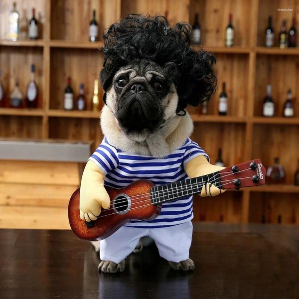 Köpek giyim evcil hayvan kostüm gitarist komik kedi gitar küçük köpekler için dik kıyafetler moda ürünleri