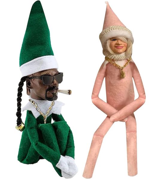 Miniaturas 2 Pacote Snoop em uma Decoração de Natal Elf de Elf 11.8 em Decoração de Christmas Ornamentos Doll Toy, Colecionáveis engraçados para os amantes do Hip Hop