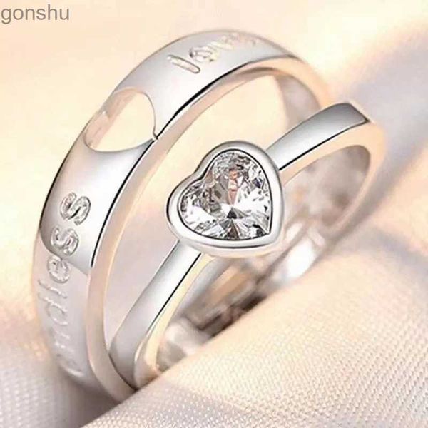Paarringe 2PCS Mode Eigenkapital Silber Paar Matching Ring für Frauen offen verstellbares Engagement Hochzeit Geschenke Schmuckzubehör WX