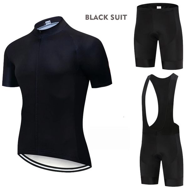 All Black Cyrsey Bibs Short Short Short Mens Mountain Bicycle Abito manicotto Sports Bike Training Uniform 240426 240426