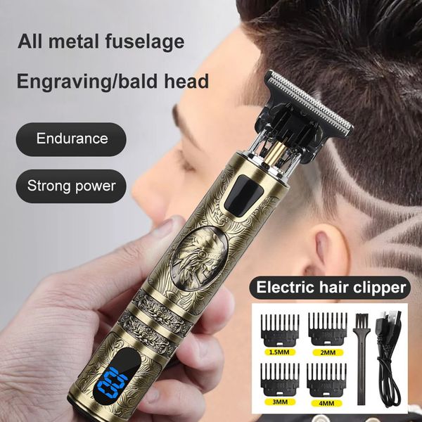 Elektrische LED -Bildschirm Haare Clipper wieder aufladbare Pflege Trimmer Tblade 01mm wasserdichte Blade Männer Personal Care Appliance 240408