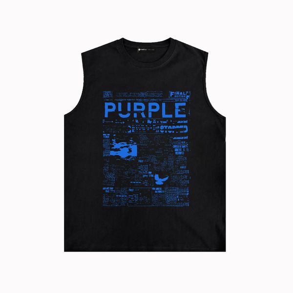 Coloque de algodão Coloque Purple Summer Anti-deslizamento BPUR058 Coleta de cintura impressa R84W80 Slim-Fit Sleeveless Top para usar explosivo