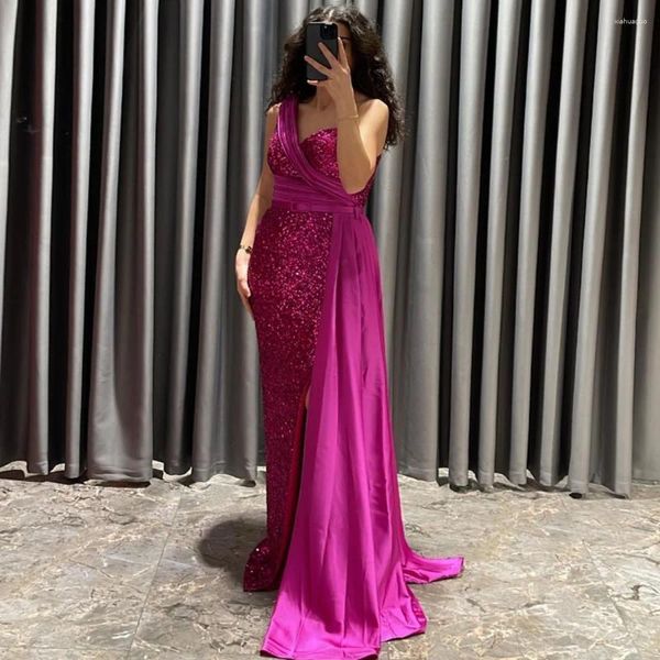 Partykleider Katerina sexy Prom Off Schulter Pailletten Meerjungfrau Abendkleid High Split Saudi -Arabien Cocktailkleider Custom Größe