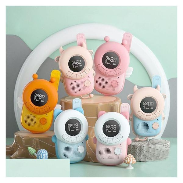 Walkie-Talkie im Freien im Freien Cartoon Style Walkie Talkie 3KM Talkies Mini Dheht Langdistan Spielzeug Radio Wireless Ways Childrens Two w jrsfa