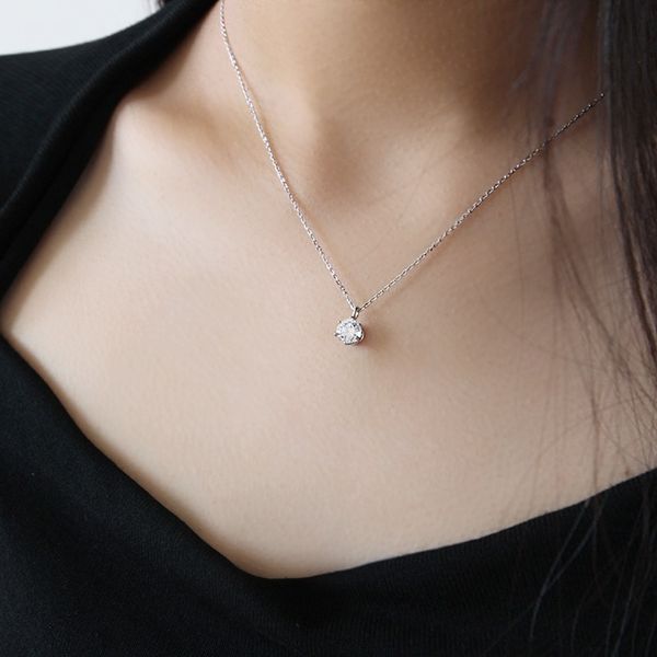 100% genuíno 925 colar de pingente de prata esterlina para mulheres coreanas Ins 6mm Diamond Zircon Chain Chain Wedding Jewelry Drop Shipping YMN162