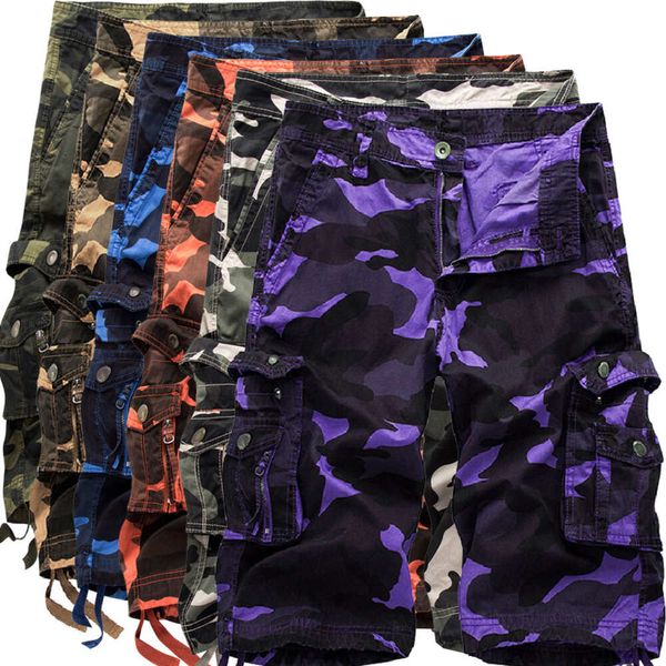 Pantaloncini a 5 punti multicolori sciolti di grandi dimensioni di grandi uomini, pantaloni da spiaggia casual, pantaloni da spiaggia casual