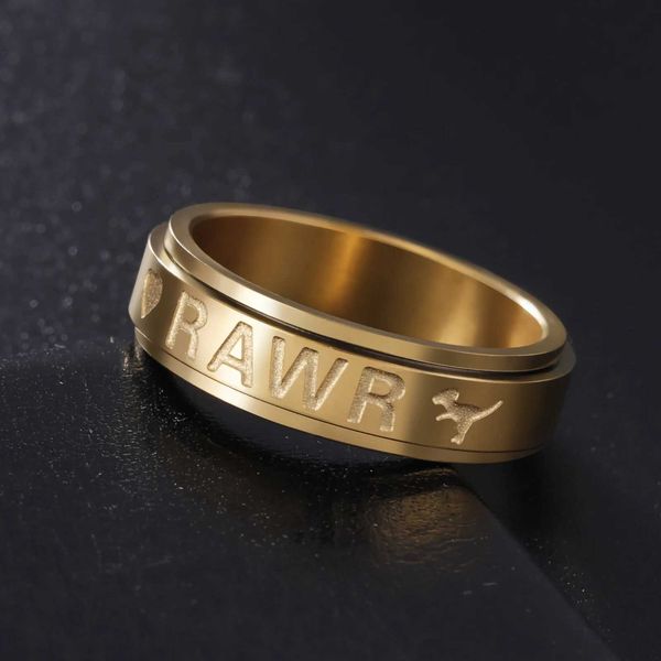 Eheringe Skyrim Herz RR Dinosaurier Ringe Edelstahl Anti -Stress Spinnen drehen Zappel Ring Wertschätzung Schmuck Geschenk für Männer Frauen Frauen