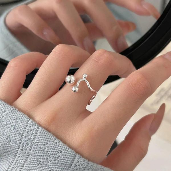 Küme Yüzükleri Shanice S925 STERLING Gümüş Geometrik Toplar Kadınlar Açık Knuckle Eklem Boncukları Halkası Bijou Bague Femme