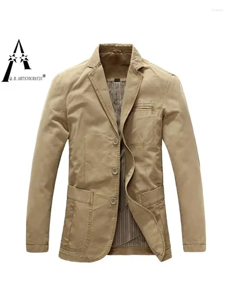 Herrenjacken Frühling und Herbst Business Casual Anzug Jacke reine Farbe Einfache militärische Multi-Tocket-Baumwollmode