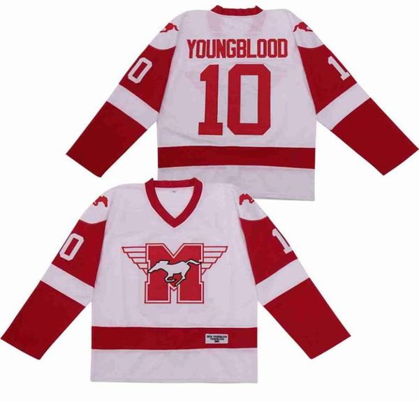 Film Hamilton Mustangs 10 Dean Youngblood Jersey 1986 Ice Hockey Breaking College Team Color University White All Cucited Men7175177