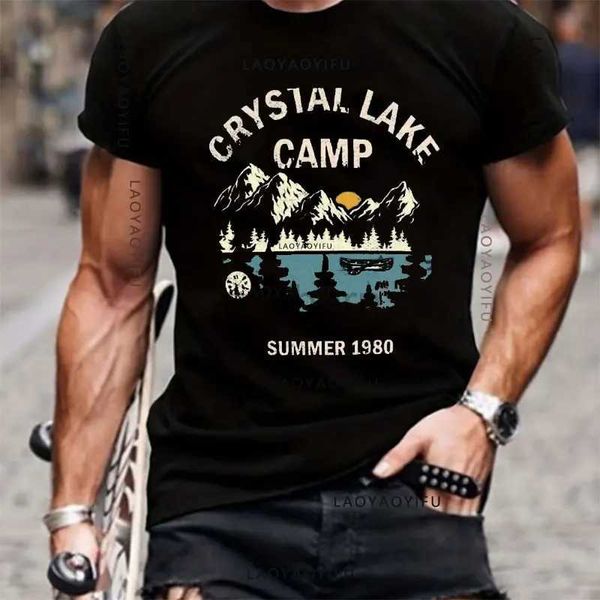 Camisetas masculinas Cristal Lake Camp Camiseta de algodão Camiseta rápida Camisa de verão Camiseta D240509