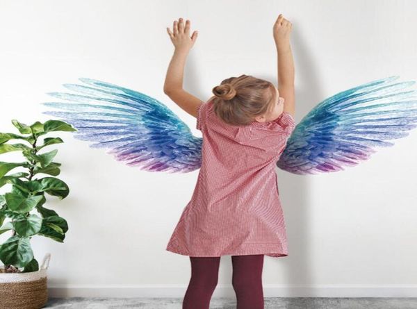 2Pack Angel Wings Growing Wall Stickers para crianças Decalques de adesivos de parede luminosos para o quarto Decoração da parede da sala para Kid3034533