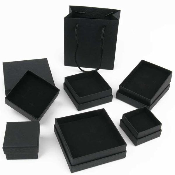 Scatole di gioielli Black Kraft Paperietta per imballaggi per gioielli per orecchini ad anello della collana bracciale Piantatta scatola da regalo per matrimoni all'ingrosso