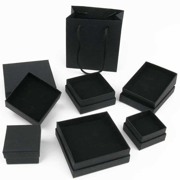 Schmuckschachteln Schwarze Kraftpapier Schmuck Verpackung Box für Armband Halskette Ring Ohrringe Aufbewahrung Hochzeit Geschenkbox Schmuckschachtel Großhandel Großhandel