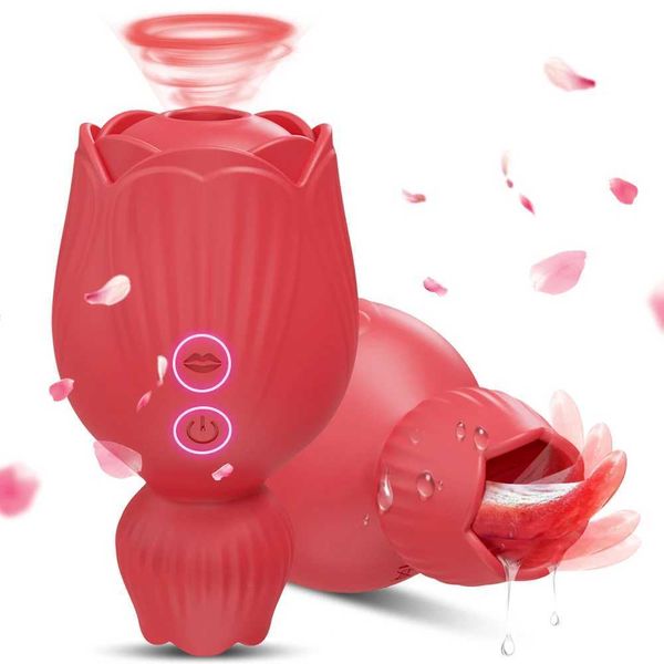 Outros itens de beleza de saúde sugando vibrador de lamber de língua de rosas para mulheres estimulador de clitóris de clitóris oral clitóris de vácuo otário s para adultos y240503