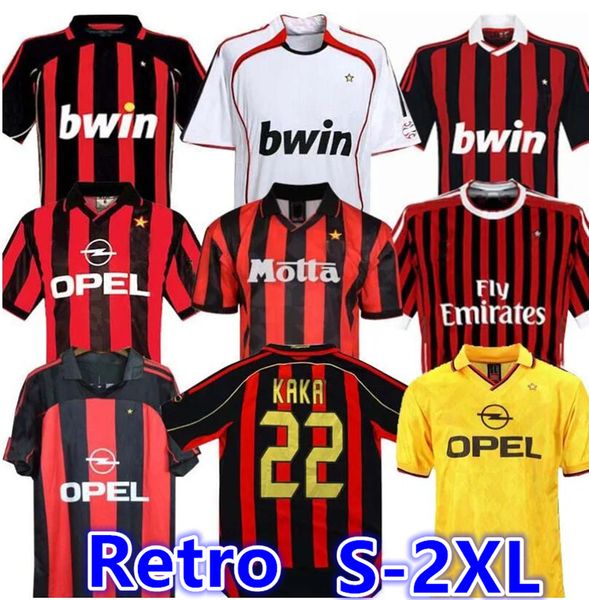 AC Retro Soccer Jerseys 2006 2007 2013 2014 Milans Football Footment Gullit van Basten Kaka Inzaghi 1995 96 98 99 2009 2010 Ретро классические рубашки майки Maillot Camiseta