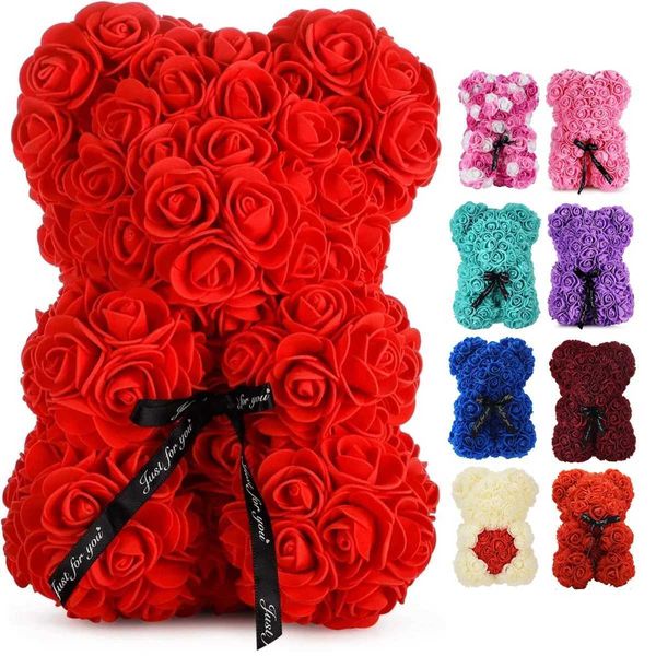 Flores decorativas grinaldas 1pc Flor artificial Eternal Rose Teddy Bear para mãe do dia das mães aniversário de aniversário de dia dos namorados Decorações de presentes