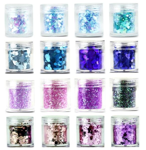 28 colori Glitter per unghie secondo paillettes viola rosa blu viola in polvere da 10 ml manicure acrilico uv glitter in polvere paillette5453448