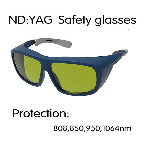 Nd yag 1064nm od5 Óculos de proteção contra laser infravermelho Lente verde 808nm Remoção de cabelo congelada Trabalho de segurança Goggles 240507