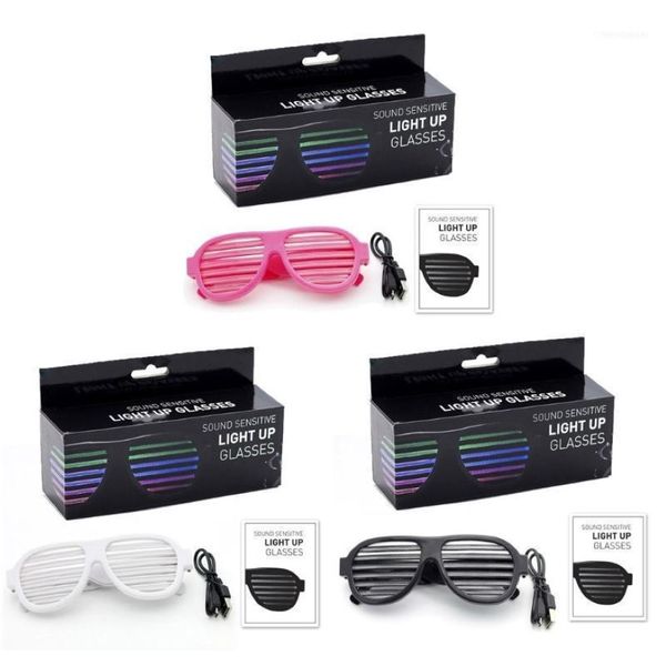 Gli occhiali da sole si illuminano gli occhiali da discoteca reagiscono alle tonalità di otturatore ricaricabili di musica sonora Glow Party Glow in the Dark1 282E