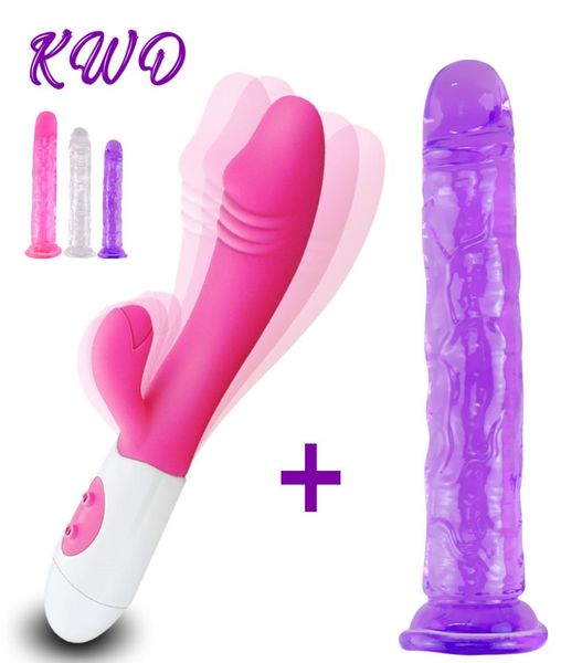 G Spot Rabbit Dildo Vibrator Orgasmus mit Jelly Dildo Sex Toys for Women Vaginal Klitoralmassage Frau Masturbator Y2006166474166