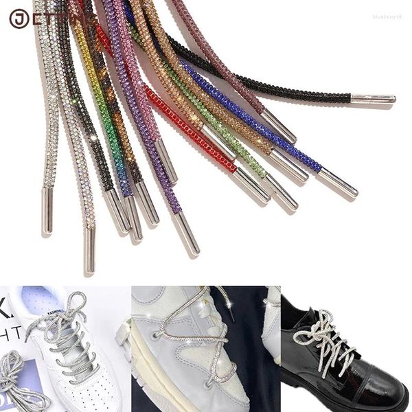 Peças de sapato 1Pair/2pcs Shoelace Rhinestone Lace Luxury Diamond Sneakers Laces 4,5 mm Round 100cm DIY Strings