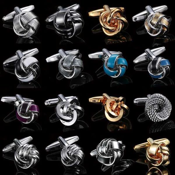 Kumbası Bağlantıları Klasik Fransız Twist Cufflinks Gold Gümüş Mavi Mor Kollin Düğmesi Erkek Kufflints Business Jewelry Q240508