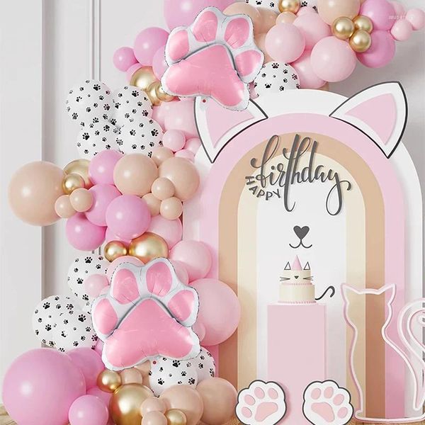 Decoração de festa 91pcs Pink Dog Bone Foil Balloons Sets