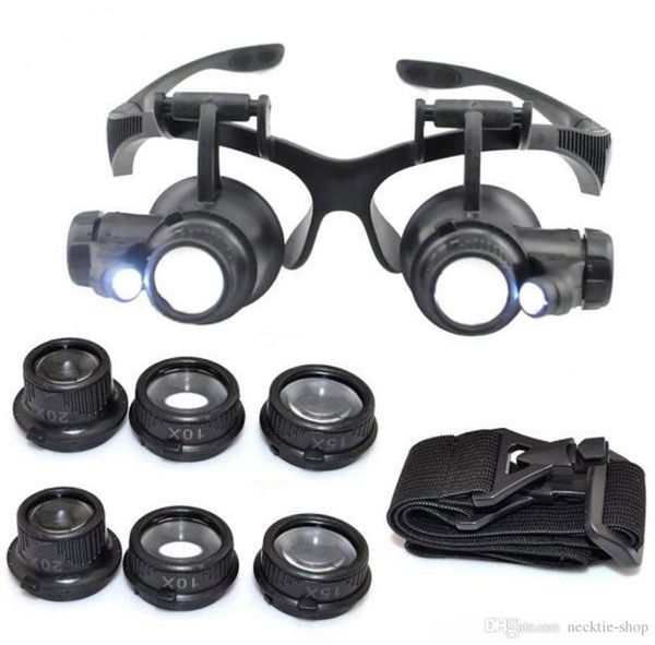 10x 15x 20x 25x Vibra de lupa Double LED LUZES OLHOS OLHOS LENS LENCIER LUPE LOUPE FERRAMENTAS DE REPARO DE REPARO DE REPARO GLITTER20083150263