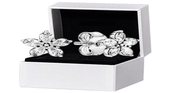 Nuovi orecchini scintillanti a perno di fiocchi di neve 925 set di scatole originali in argento sterling per regalo di regalo Cz Cryens Womens 8077966