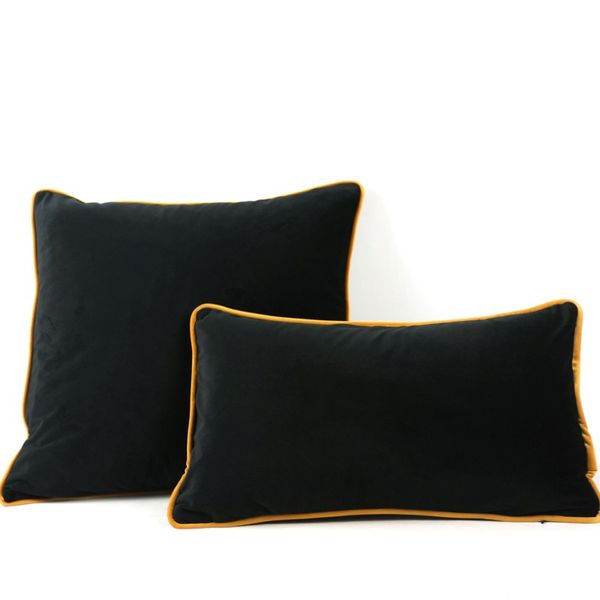Marrom amarelo borda de veludo preto almofada de almofada de capa de cadeira de cadeira de cadeira de travesseiro de travesseiro sem decoração de casa sem preenchimento 264p