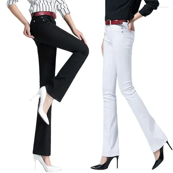Frauen Jeans Sommer Flare Female Süßigkeiten Farbe Stretch Slim Stiefel Denimhose Hose schwarz weiß