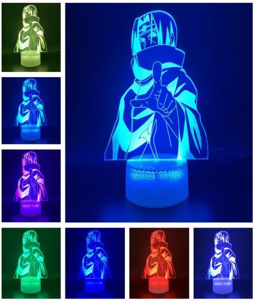 Anime giapponese Naruto Shippuden Uchiha Itachi Figura Smart 7 Colori Cambia Night Light Child Boys Deding Decorazioni per bambini Adolescenti Adolescenti 4115778