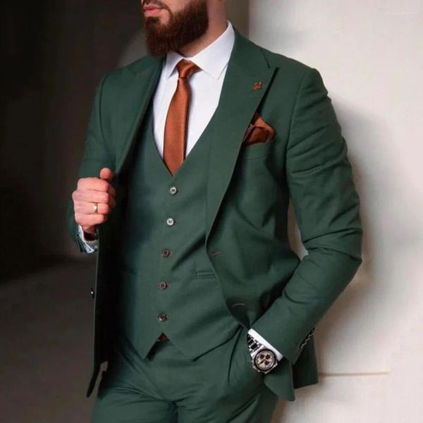 Ternos masculinos Alfaiate Feia 3 peças homens para casamento Slim Fit Fit