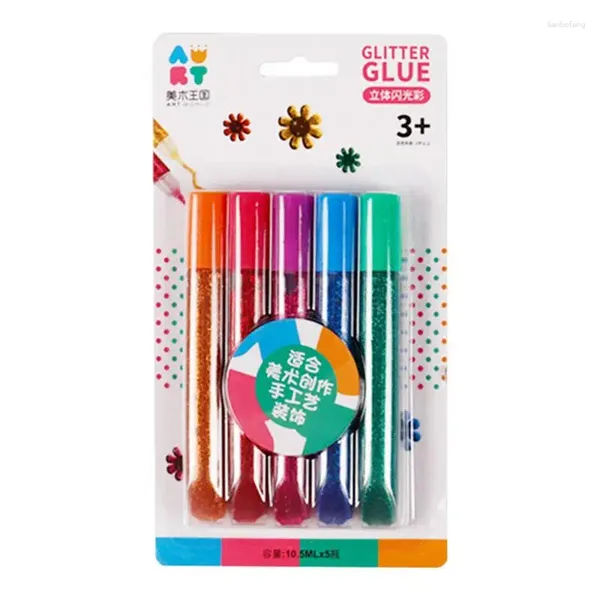 Penne a bolle per bambini 5 pezzi universali disegni portatili 3d arte 3d multifunzionale vernice fluorescente glitter