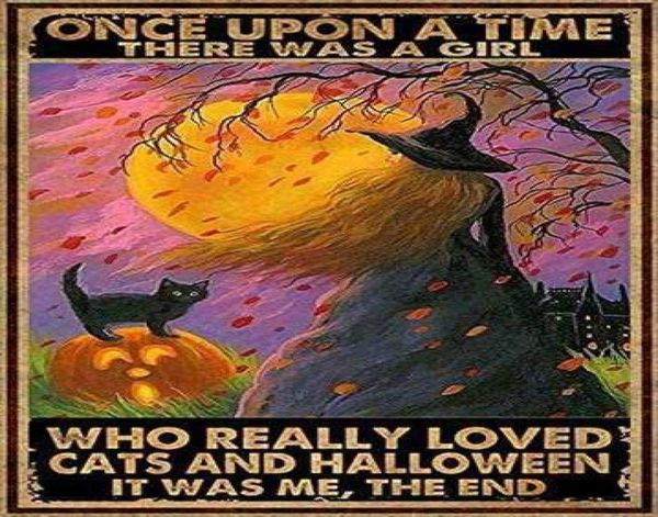 Gatos vintage e Halloween que realmente amavam o sinal de lata Retro Miller Beer Bar Den Halloween Pintura Metal 8x12 Inch4810984