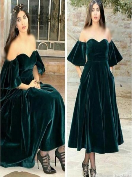 Nuovo design Abiti da cocktail verde scuro 2017 Abiti da ballo in velluto innamorato Vestido de Festa Kaftan Formale Evening GO9977540