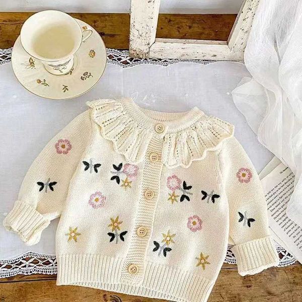 Conjunto Childrens and Girls Spring Autumn Jackets Sweaters Adequados para bebês recém -nascidos Cardigan Cardigan Roupas ao ar livre bebê Q240508