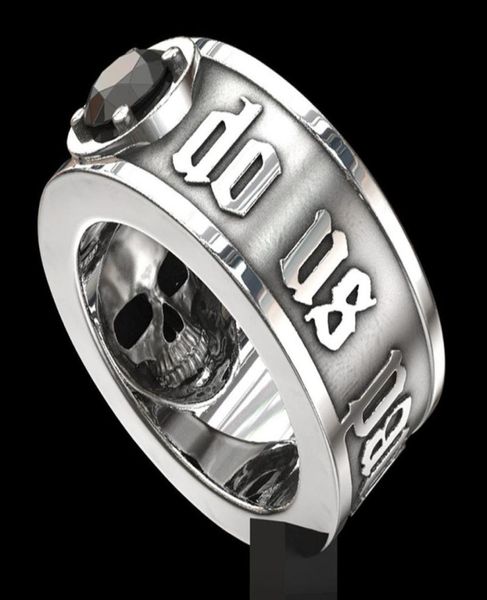 039Till Death Do Us Teil039 Edelstahlschädel Ring Schwarz Diamant Punk Hochzeit Engagement Schmuck für Männer Größe 6 133681596