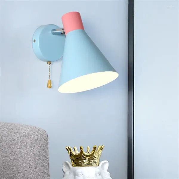 Lampada da parete Modern Blue's Children's Lights Nordic Camera da letto Creativo Sconce Cartoon adorabile letto in lettura