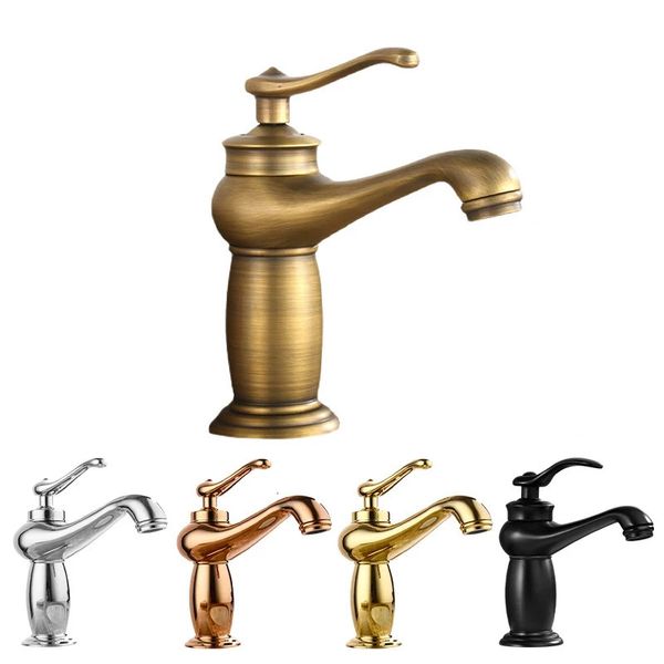 Luxury Europe Style Antique Gold Bacino Bacino Miscreto Mixer Taps a maniglia singola Lampada magica Coldisci Cucina Cucina Cold e Acqua 240508