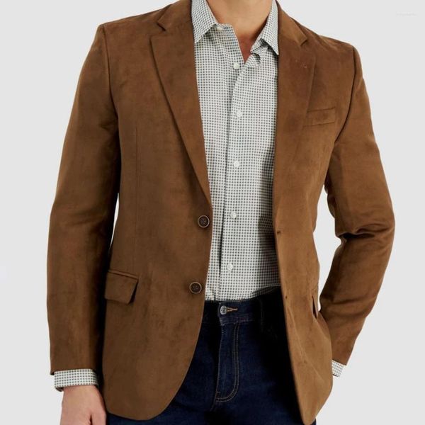 Herrenanzüge Single Breasted Anzug Jacken Langarm Blazer für Männer Flachkragen Wildleder Freizeitblazer Kleidung