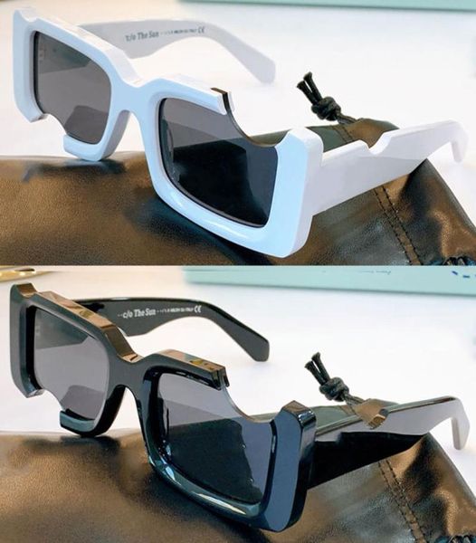 Offizielle neueste Square Classic Fashion OW40006 Männer Frauen Sonnenbrille Polycarbonat Platte Notch Rahmen weiße Sonnenbrillen mit Origina7693772