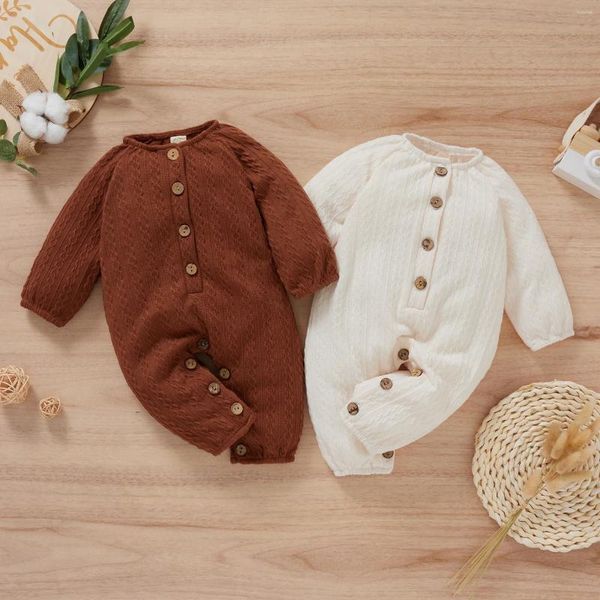 Roupas pãearam inverno macacão de bebê mordomo garotas garotas macacões macacões de macacões de macacões malhas de manga cheia malha de algodão 0-12m