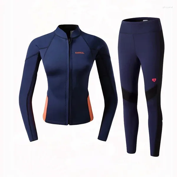 Kadın Mayo Kadınlar Wetsuit Neopren 2mm Ceket ve Dalış Pantolon Slim Myway Free Dalış 2 PCS Seti