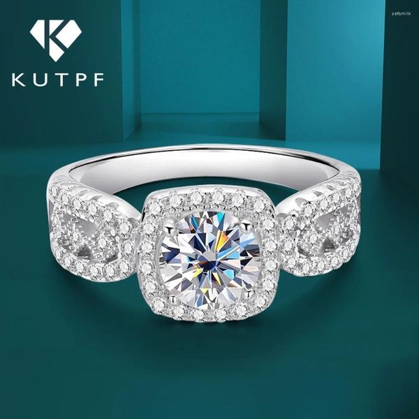 Anelli a grappolo GRA certificato 1 d Colore anello di fidanzamento diamante moissanite per donne 925 promessa di fedi nuziali in argento sterling