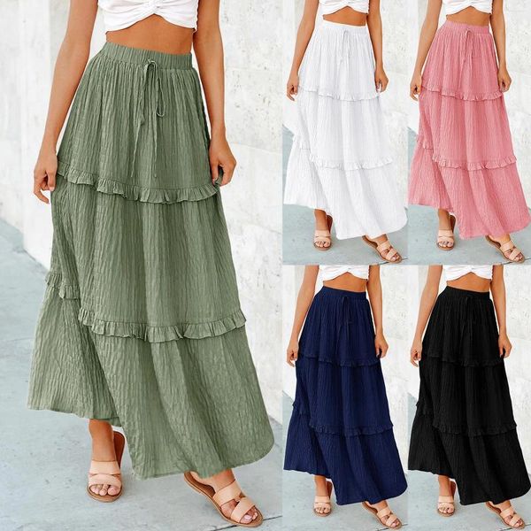 Saias elegantes saia feminina para vestir diariamente vestidos de verão de verão alta coquetel convidado de casamento largo uma linha midi